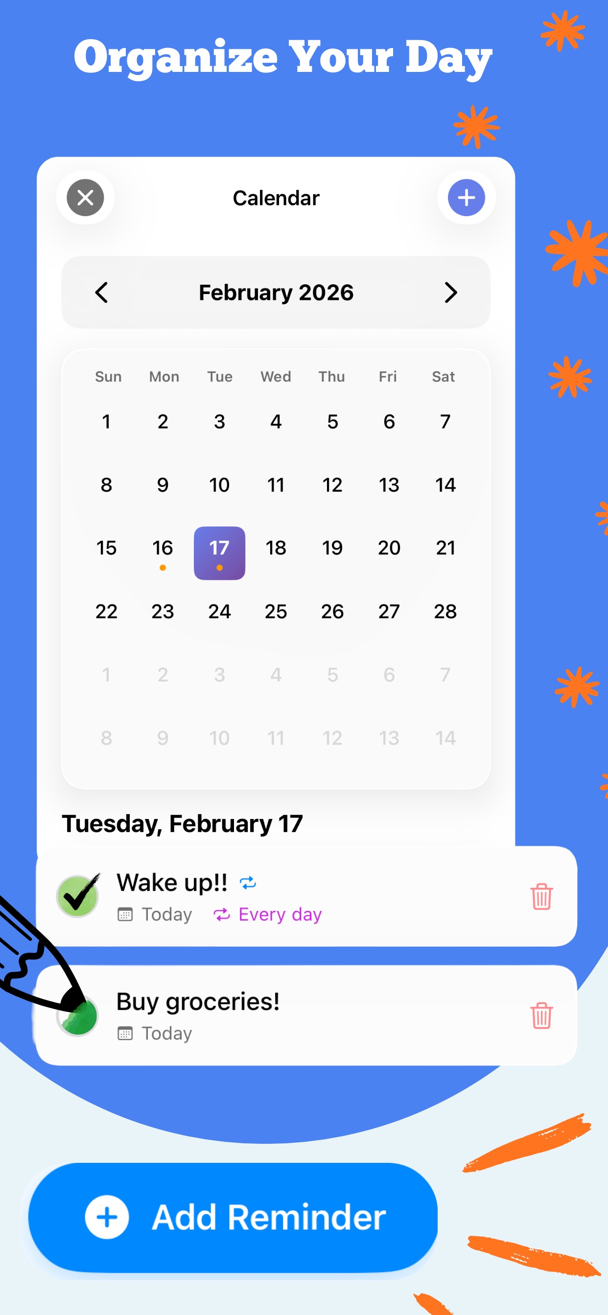 Organize Your Day - Calendar